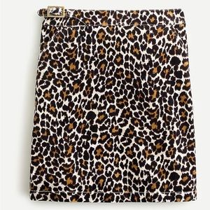 J. Crew Buckle Mini Skirt in Leopard Corduroy